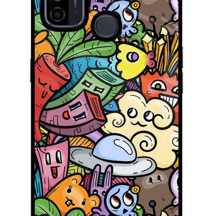 Veggie Doodle Oppo A53 2020 Glass Case Back Cover by Casekaro