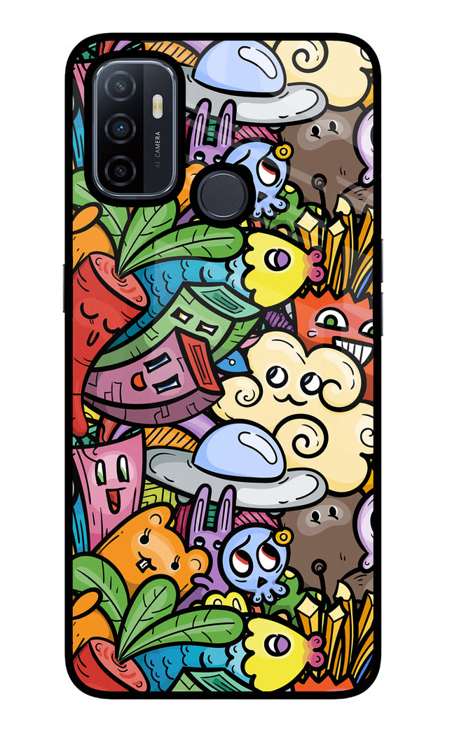 Veggie Doodle Oppo A53 2020 Glass Case Back Cover by Casekaro
