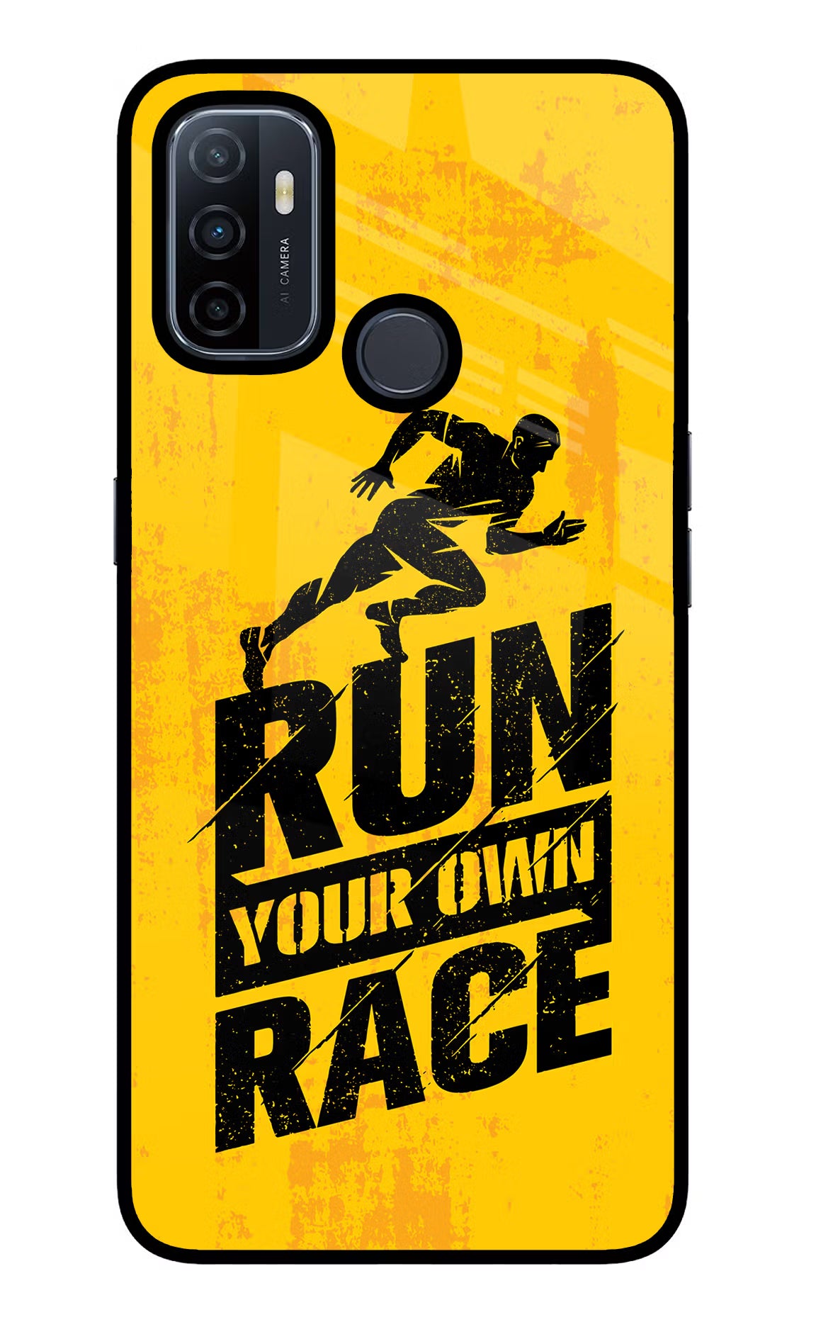 Run Your Own Race Oppo A53 2020 Glass Case Back Cover by Casekaro