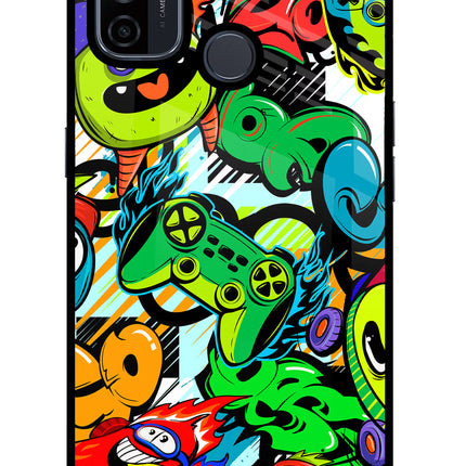 Game Doodle Oppo A53 2020 Glass Case Back Cover by Casekaro