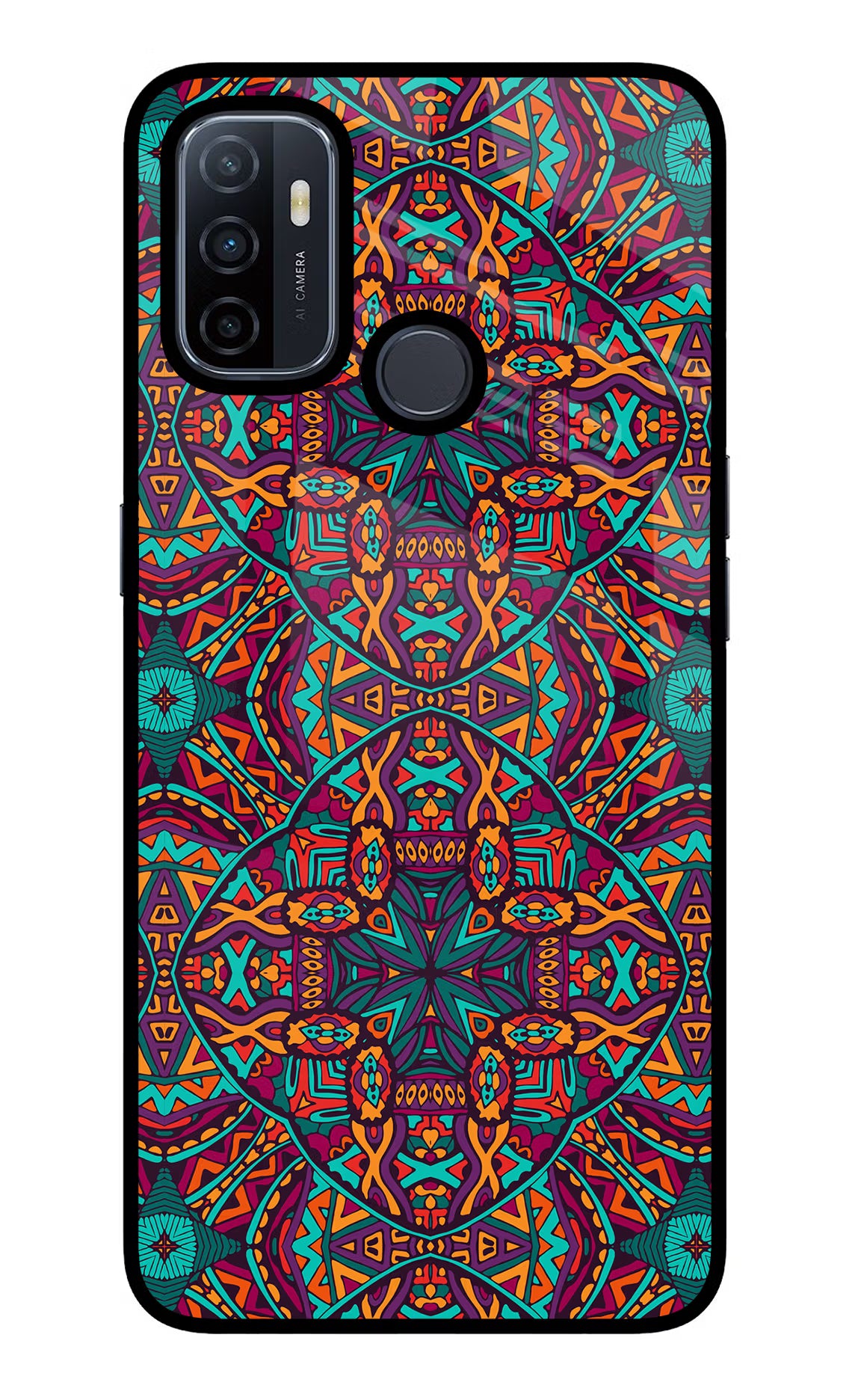 Colour Mandala Oppo A53 2020 Glass Case Back Cover by Casekaro
