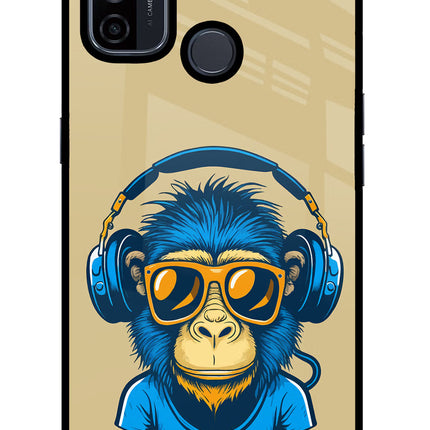 Monkey Headphone Oppo A53 2020 Glass Case Back Cover by Casekaro