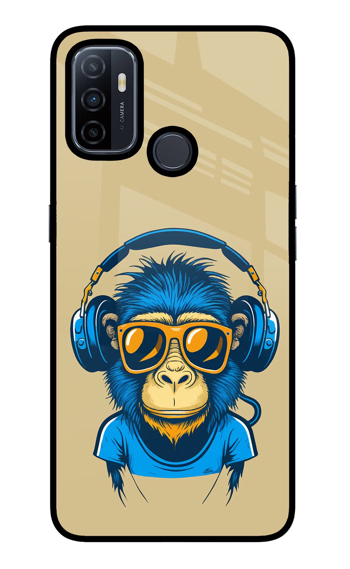 Monkey Headphone Oppo A53 2020 Glass Case Back Cover by Casekaro