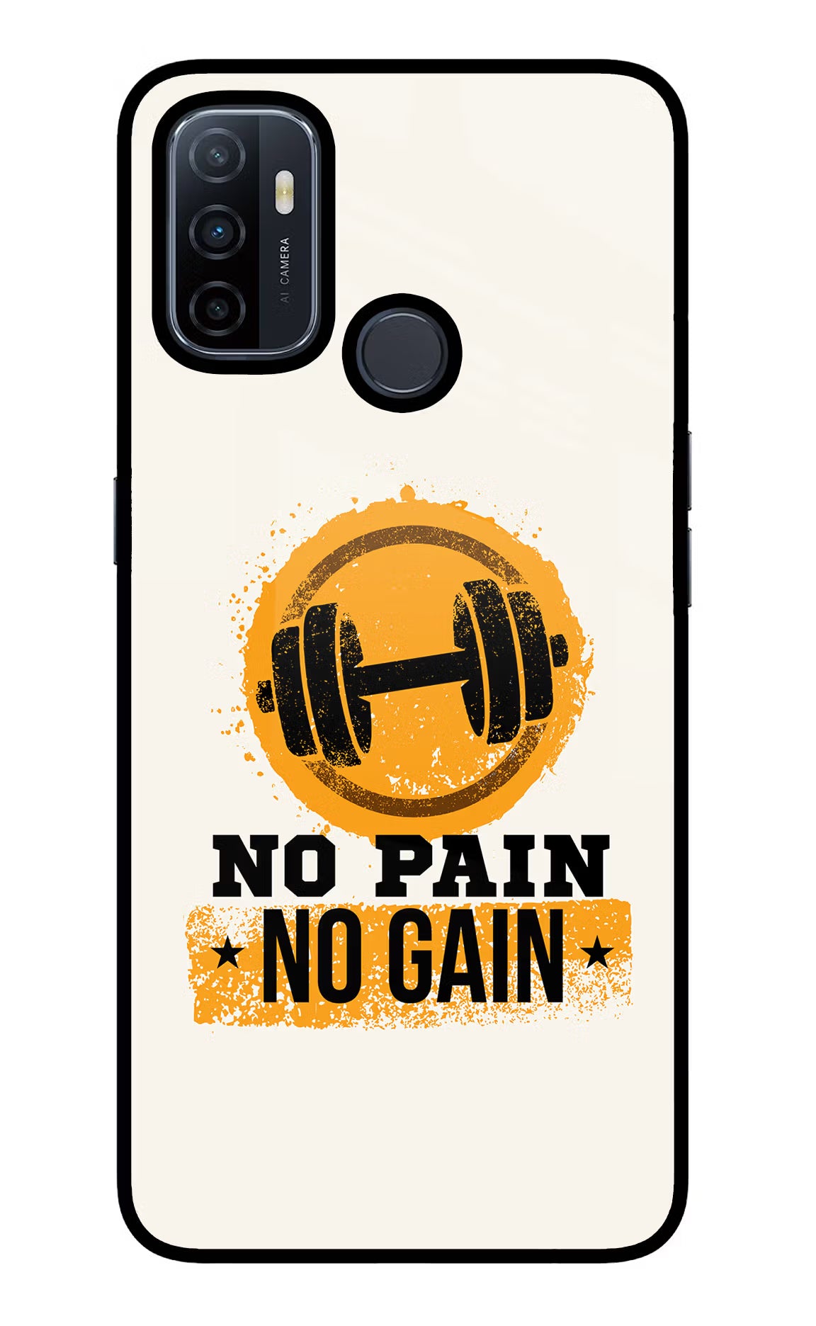 No Pain No Gain Oppo A53 2020 Glass Case Back Cover by Casekaro