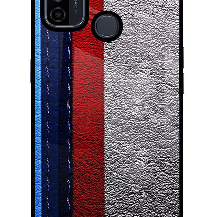BMW Stripes Oppo A53 2020 Glass Case Back Cover by Casekaro