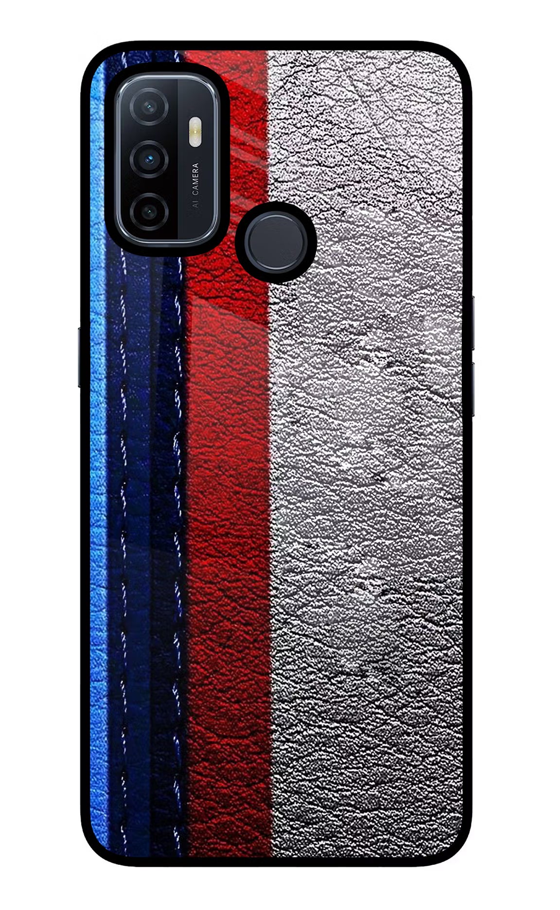 BMW Stripes Oppo A53 2020 Glass Case Back Cover by Casekaro