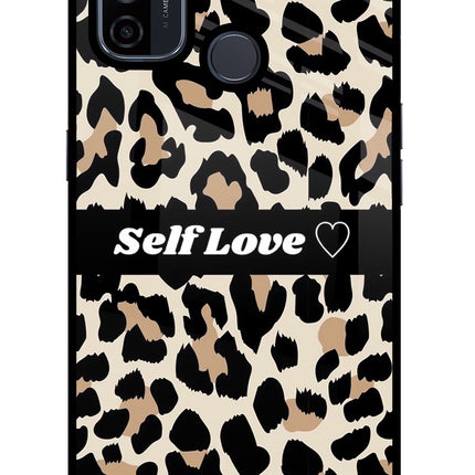 Leopard Print Self Love Oppo A53 2020 Glass Case Back Cover by Casekaro