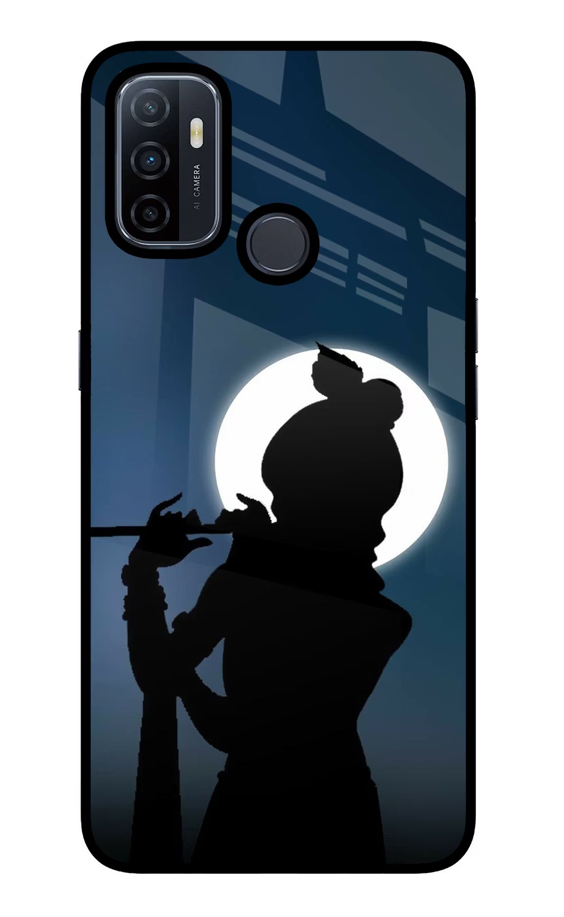 Shri Krishna Silhouette Oppo A53 2020 Glass Case Back Cover by Casekaro