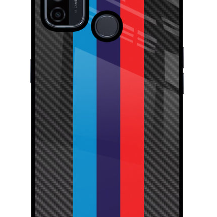 BMW Stripes Pattern Oppo A53 2020 Glass Case Back Cover by Casekaro