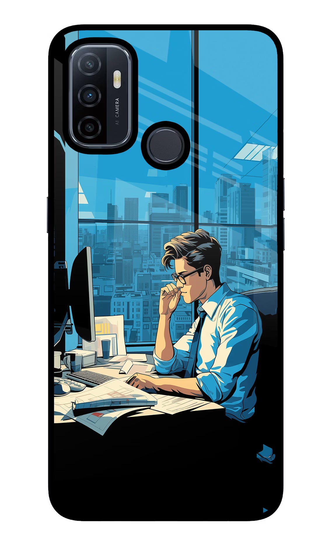 Focused Hustler (AI Generated) Oppo A53 2020 Glass Case Back Cover by Casekaro