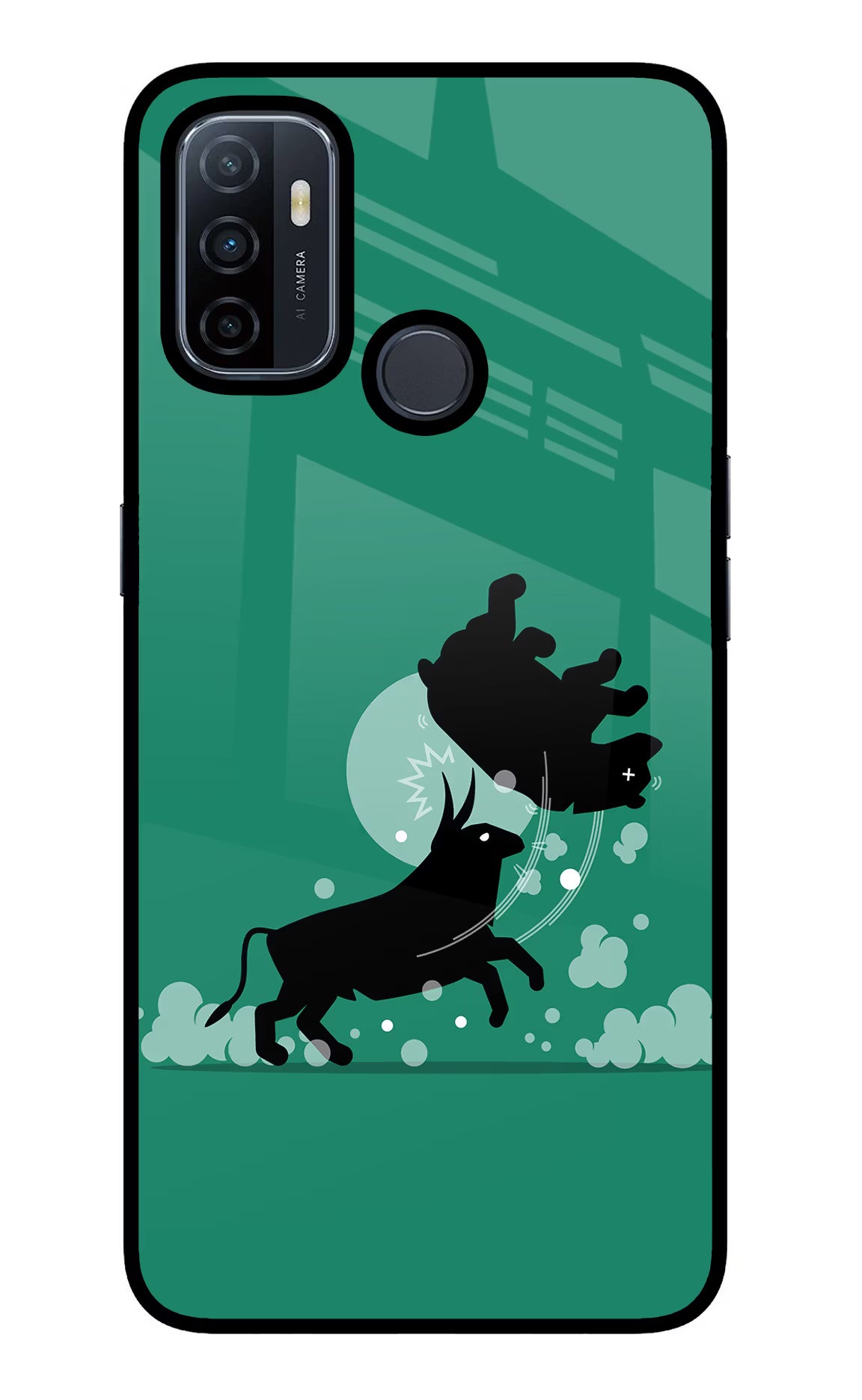 Bull Conqueror Oppo A53 2020 Glass Case Back Cover by Casekaro