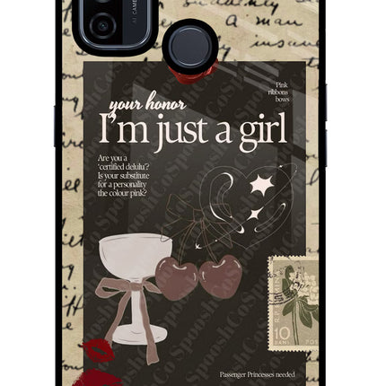 I am just a girl Oppo A53 2020 Glass Case Back Cover by Casekaro