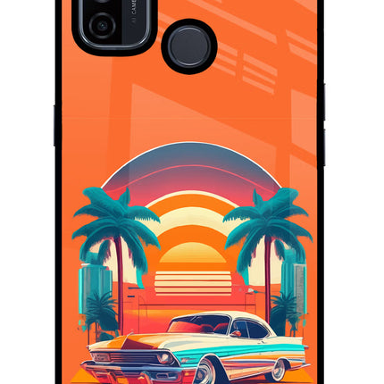 Palm Drive 80s Oppo A53 2020 Glass Case Back Cover by Casekaro