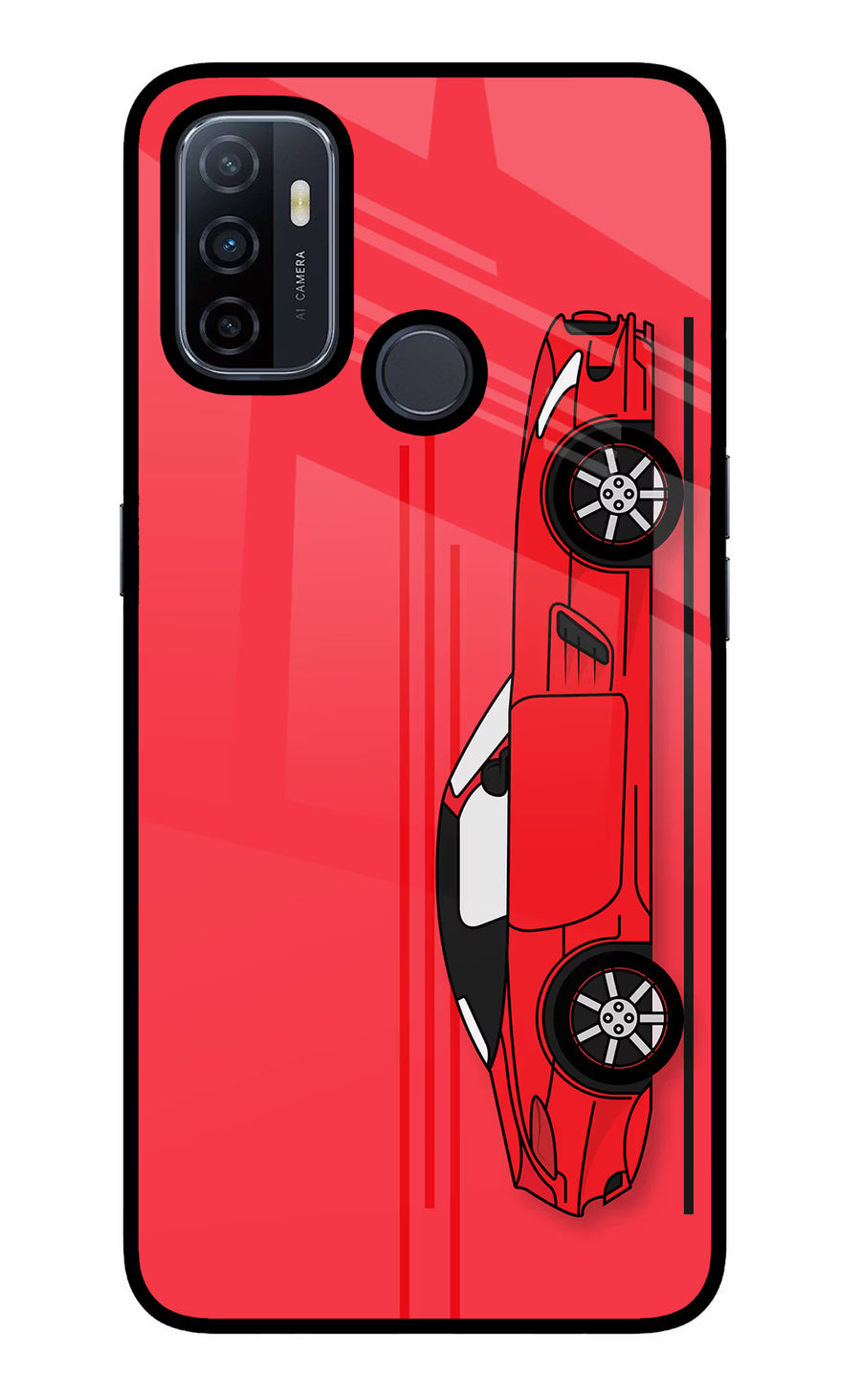Red Velocity Oppo A53 2020 Back Cover, Glass case