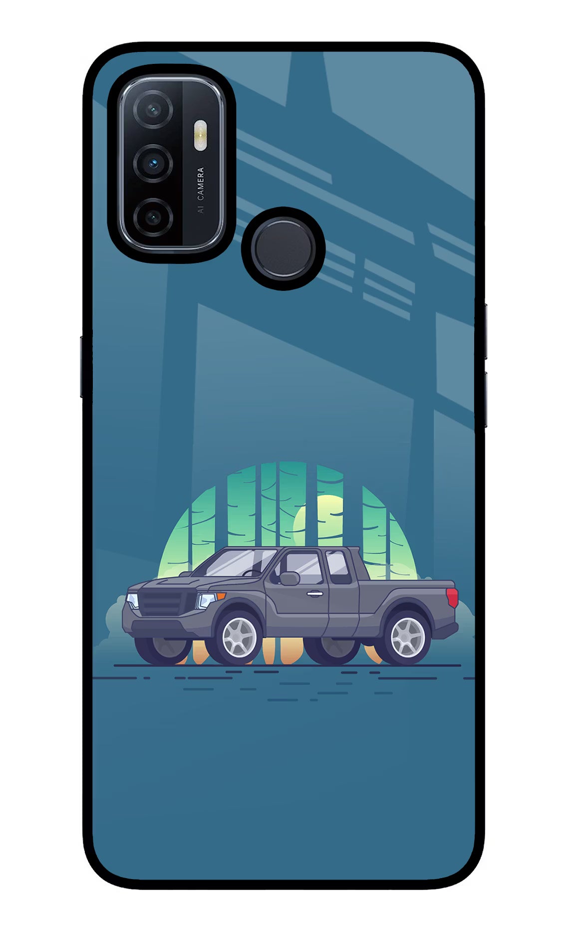 Retro Garage Vibe Oppo A53 2020 Glass Case Back Cover by Casekaro