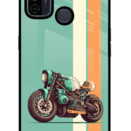 Striped Moto Drift Oppo A53 2020 Glass Case Back Cover by Casekaro