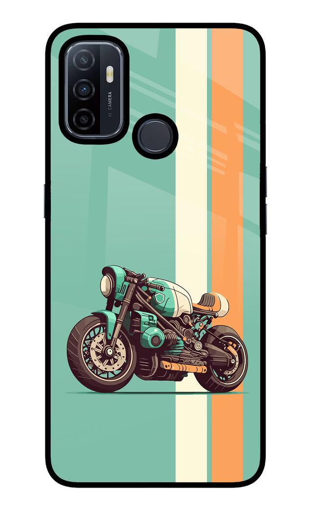 Striped Moto Drift Oppo A53 2020 Glass Case Back Cover by Casekaro