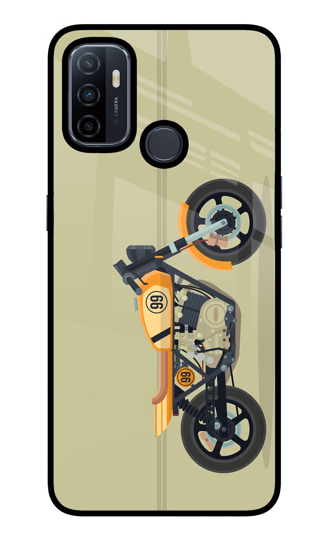Vertical Speedster Oppo A53 2020 Glass Case Back Cover by Casekaro