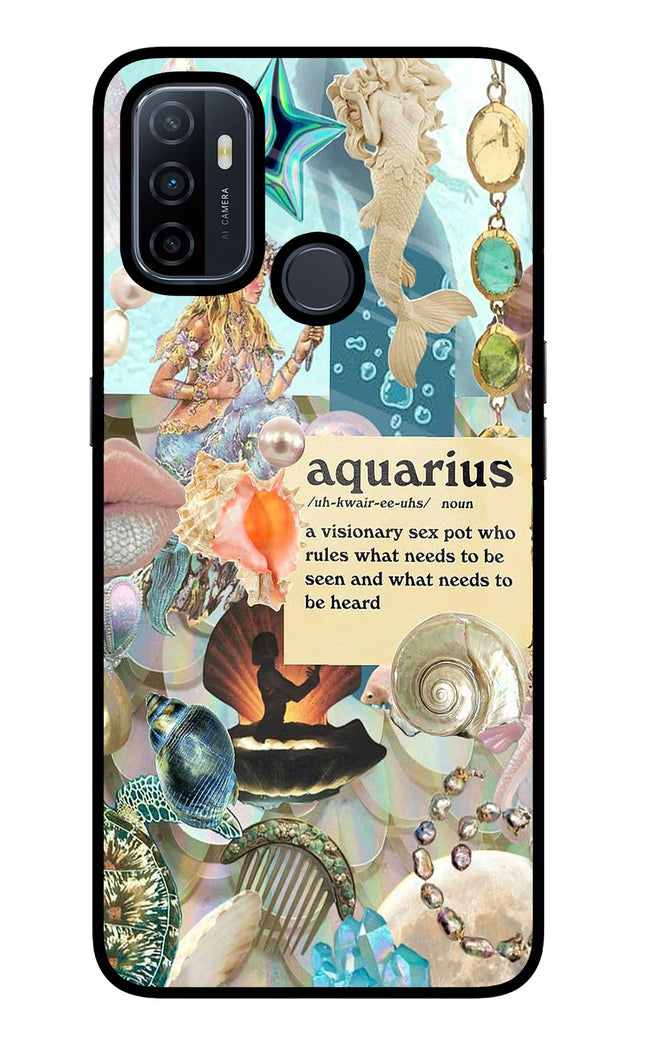 Aquarius Zodiac Oppo A53 2020 Glass Case Back Cover by Casekaro