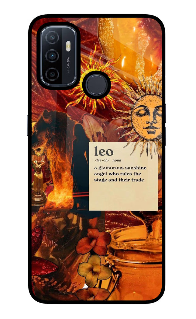 Leo Zodiac Oppo A53 2020 Glass Case Back Cover by Casekaro