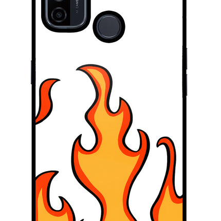 Fired Up – White Oppo A53 2020 Glass Case Back Cover by Casekaro