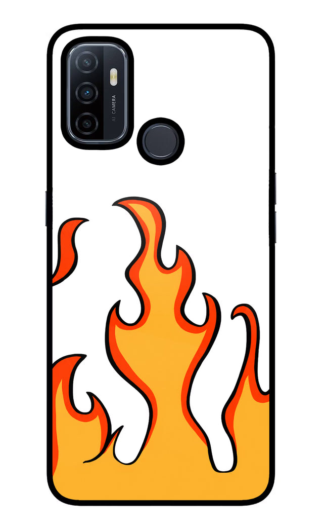 Fired Up – White Oppo A53 2020 Glass Case Back Cover by Casekaro