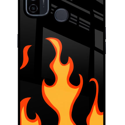 Fired Up – Black Oppo A53 2020 Glass Case Back Cover by Casekaro