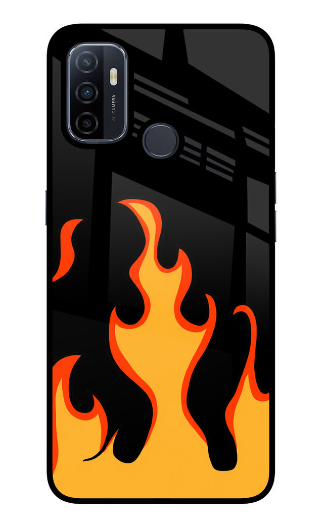 Fired Up – Black Oppo A53 2020 Glass Case Back Cover by Casekaro