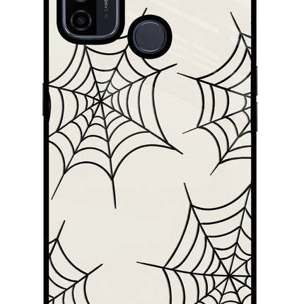Spider Web Oppo A53 2020 Glass Case Back Cover by Casekaro