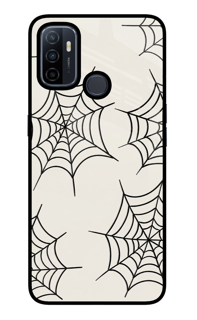 Spider Web Oppo A53 2020 Glass Case Back Cover by Casekaro
