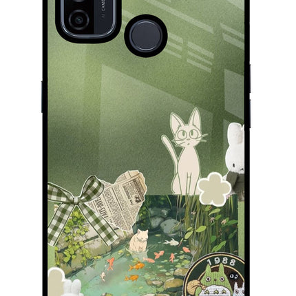 Aesthetic anime Oppo A53 2020 Glass Case Back Cover by Casekaro
