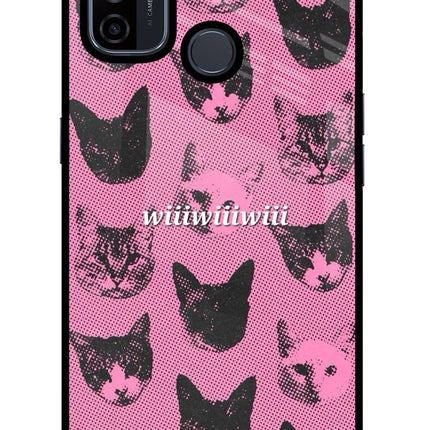 Pink Cats Oppo A53 2020 Glass Case Back Cover by Casekaro