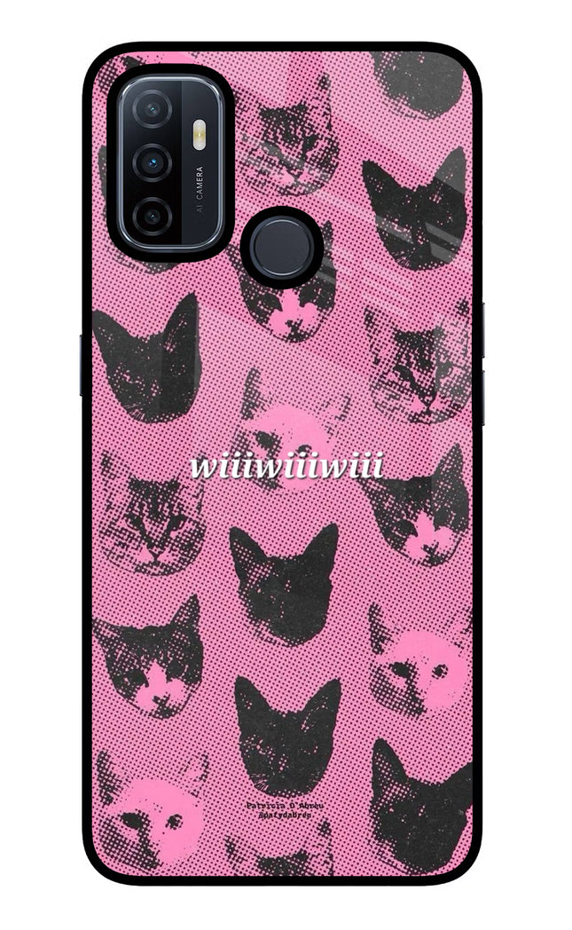 Pink Cats Oppo A53 2020 Glass Case Back Cover by Casekaro