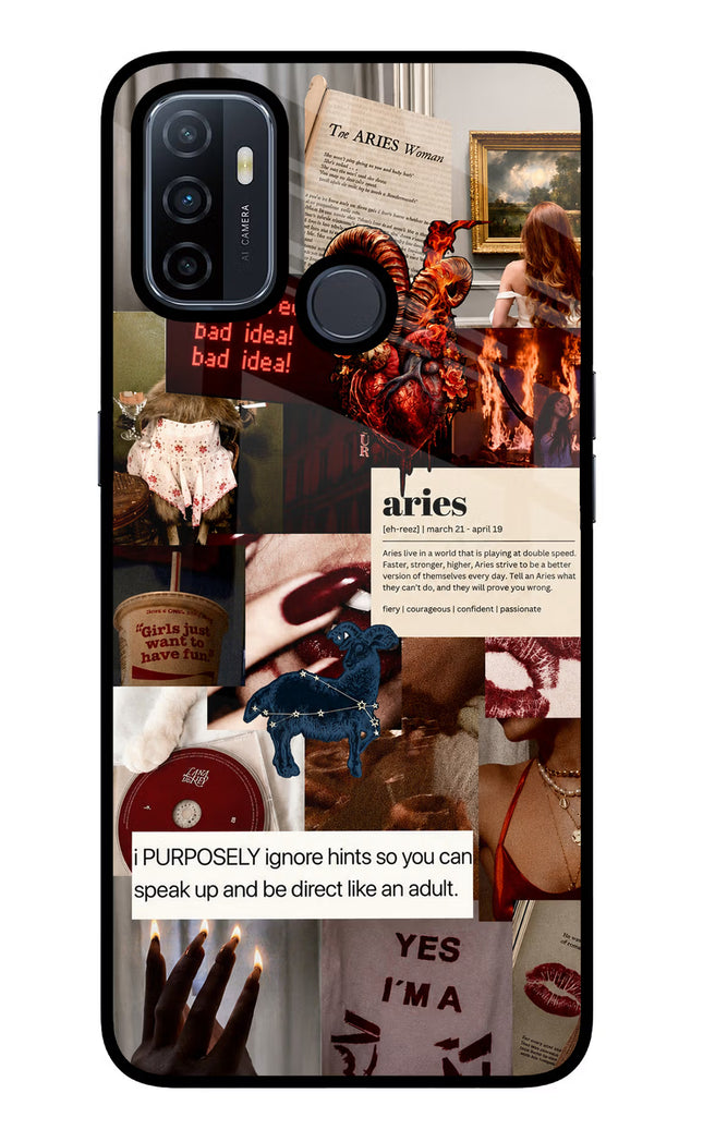 Zodiac Aries Oppo A53 2020 Glass Case Back Cover by Casekaro