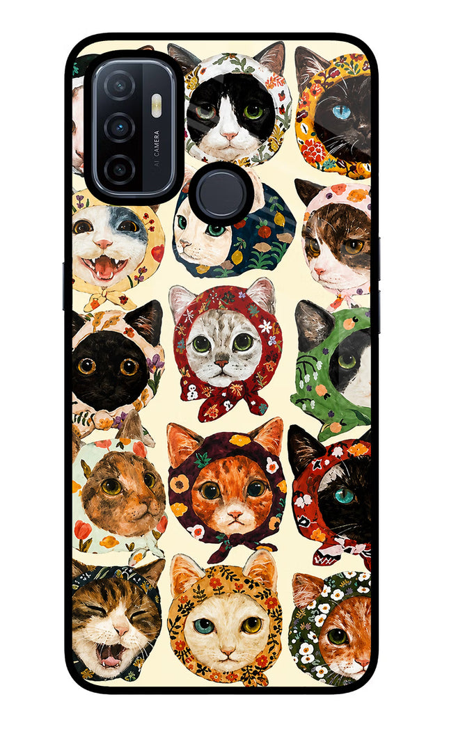 Cool Cat Oppo A53 2020 Glass Case Back Cover by Casekaro