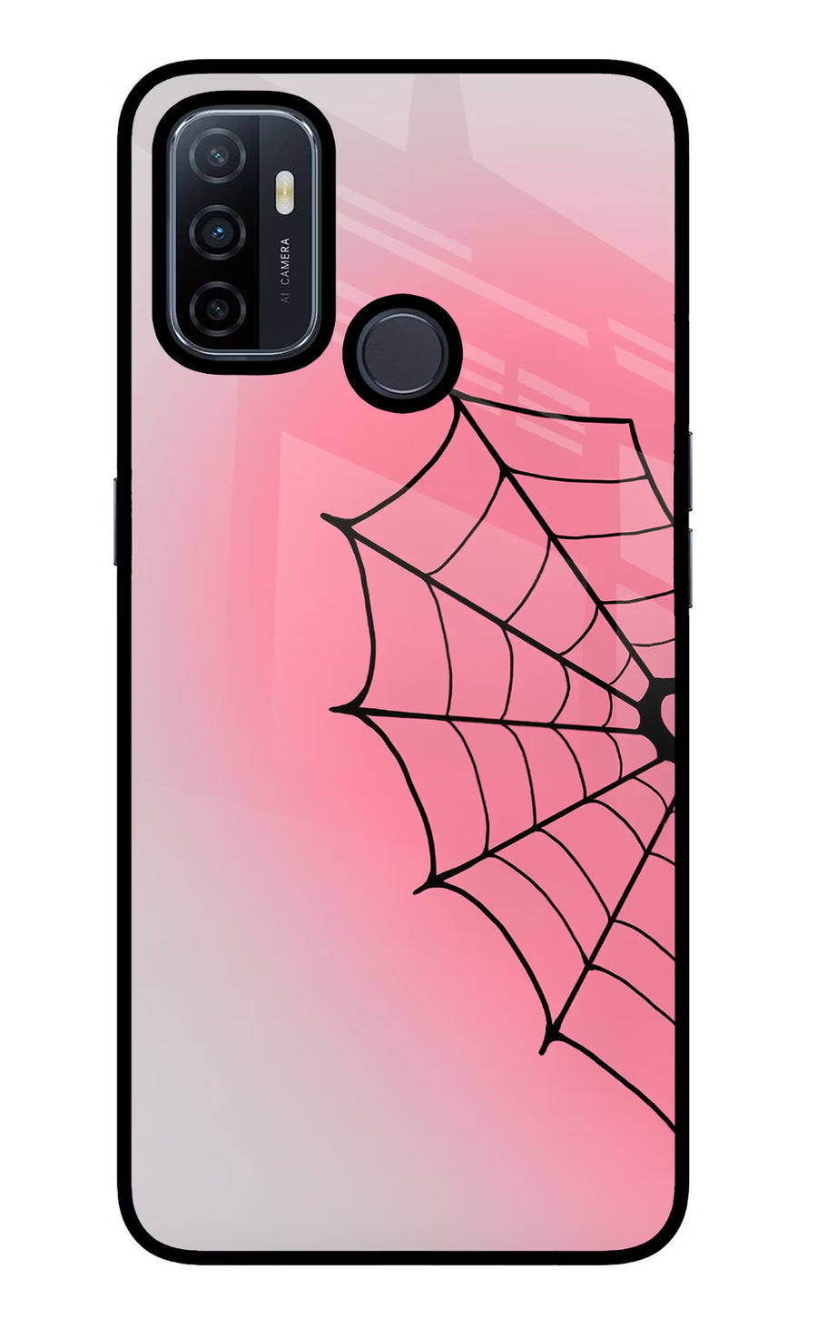 Pink Web Oppo A53 2020 Back Cover, Glass case