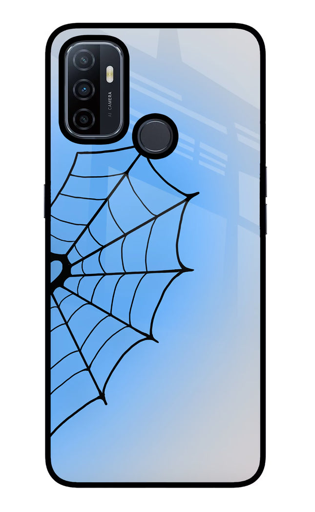 Blue Web Oppo A53 2020 Glass Case Back Cover by Casekaro