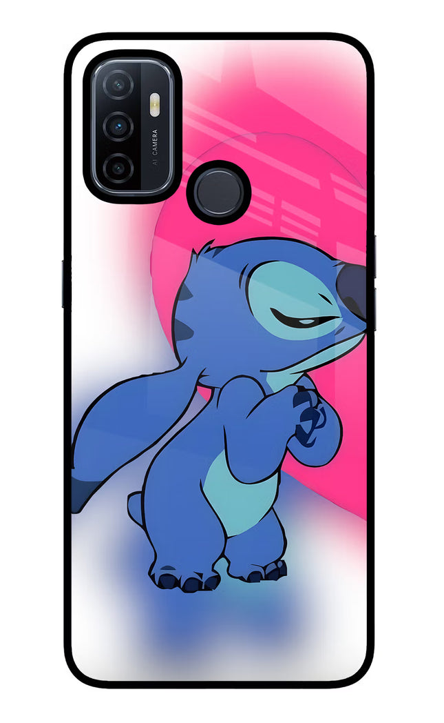 Stitch Hug Oppo A53 2020 Glass Case Back Cover by Casekaro
