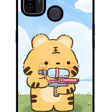 Tiger Treat Oppo A53 2020 Glass Case Back Cover by Casekaro