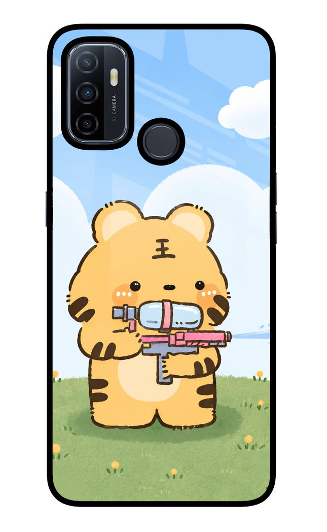 Tiger Treat Oppo A53 2020 Glass Case Back Cover by Casekaro