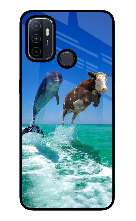 Dolphin vs Cow Oppo A53 2020 Glass Case