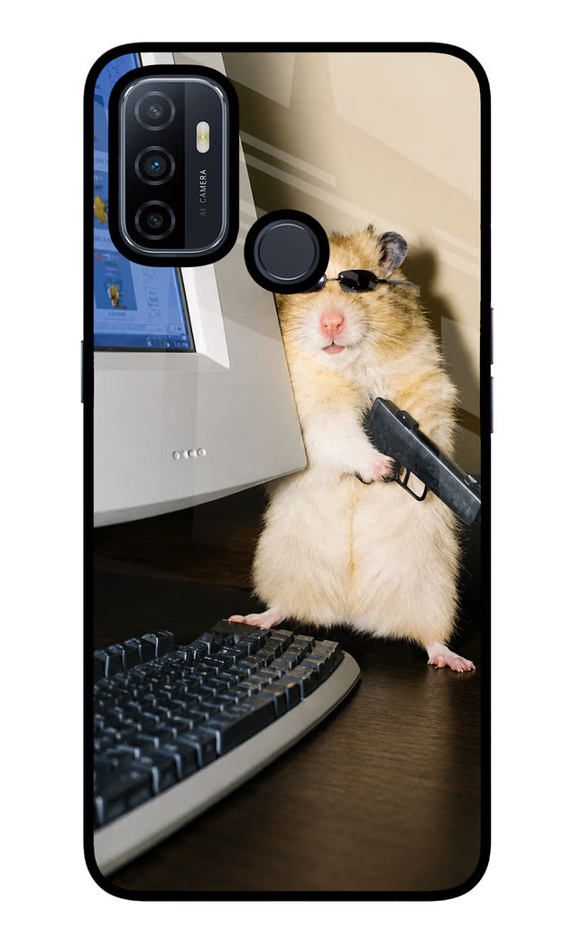Hacker Hamster Oppo A53 2020 Glass Case Back Cover by Casekaro