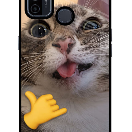 Silly Cat Call Oppo A53 2020 Glass Case Back Cover by Casekaro