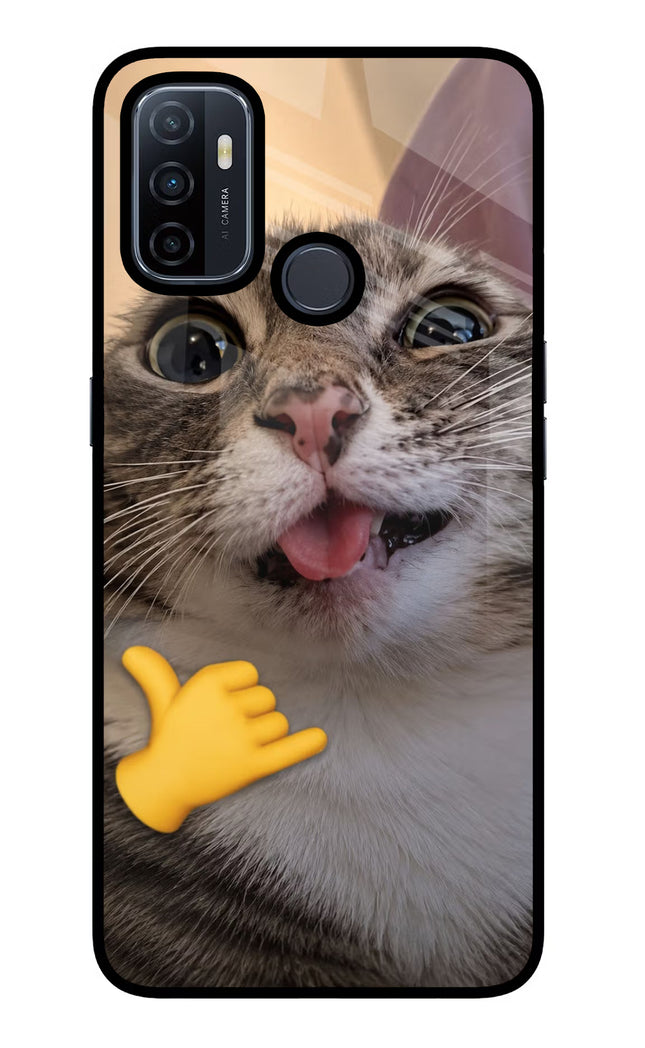 Silly Cat Call Oppo A53 2020 Glass Case Back Cover by Casekaro