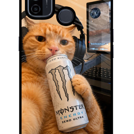 Gamer Cat Energy Oppo A53 2020 Glass Case Back Cover by Casekaro