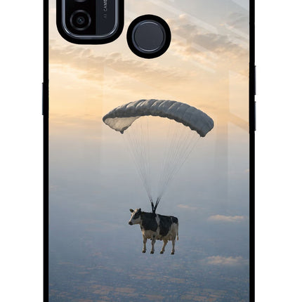 Skydiving Cow Oppo A53 2020 Glass Case