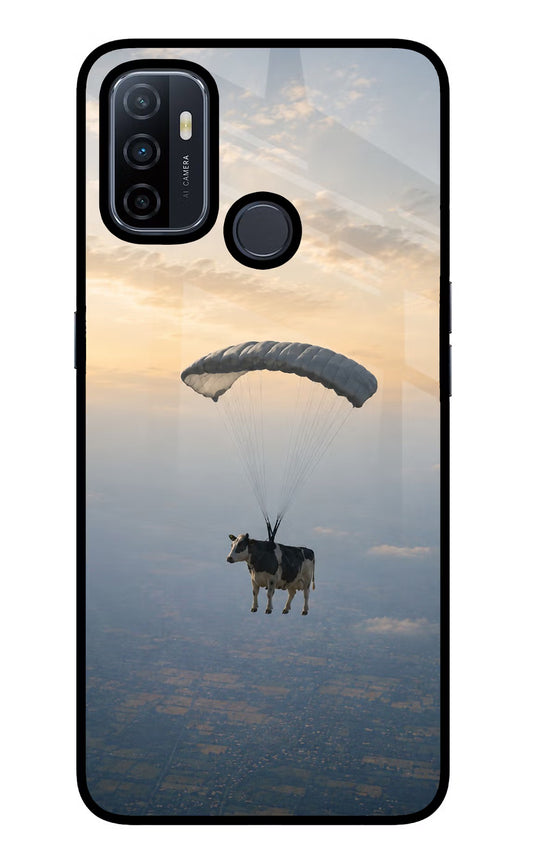 Skydiving Cow Oppo A53 2020 Glass Case