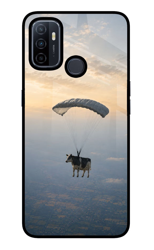 Skydiving Cow Oppo A53 2020 Glass Case