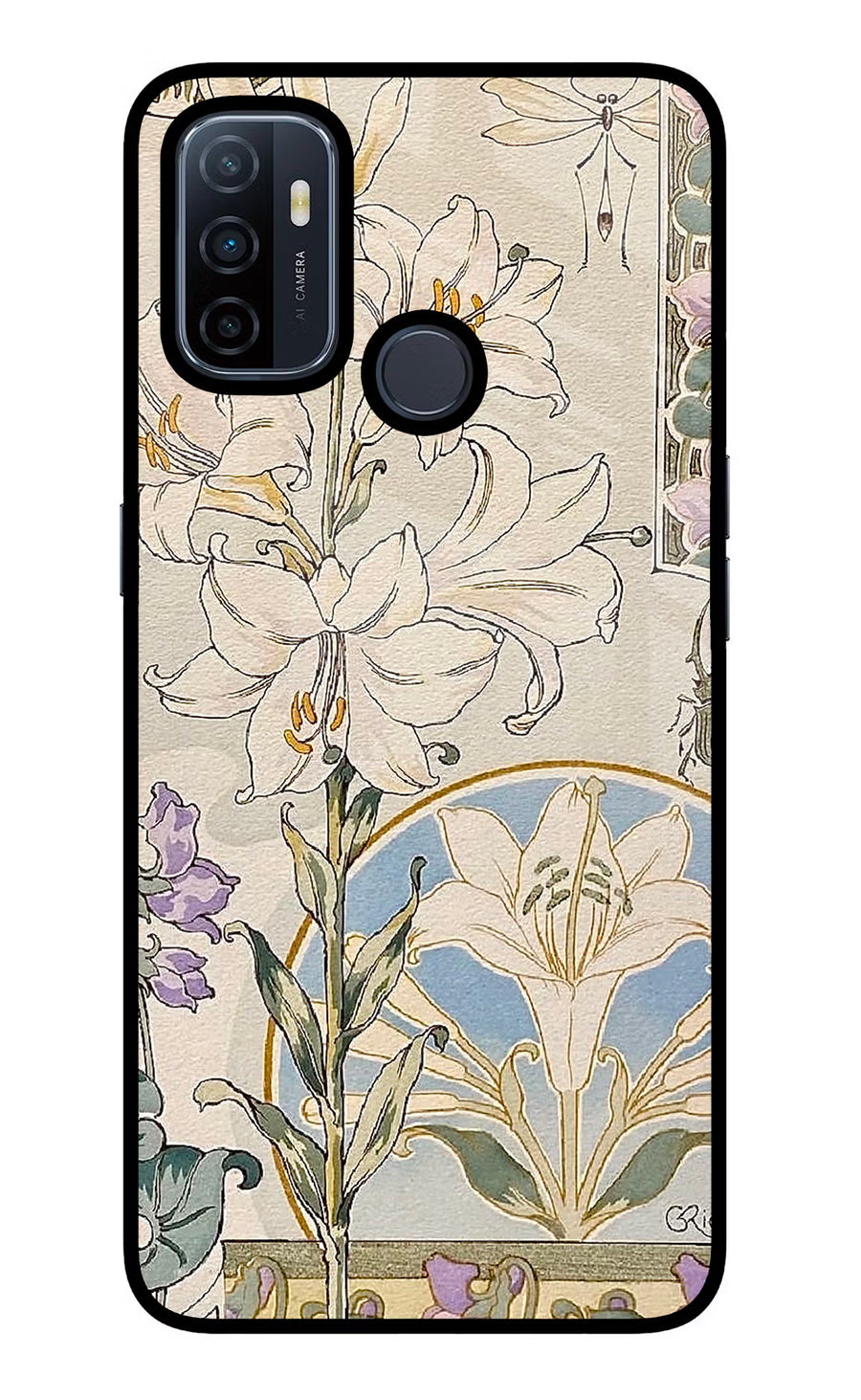 White Lily Oppo A53 2020 Back Cover, Glass case