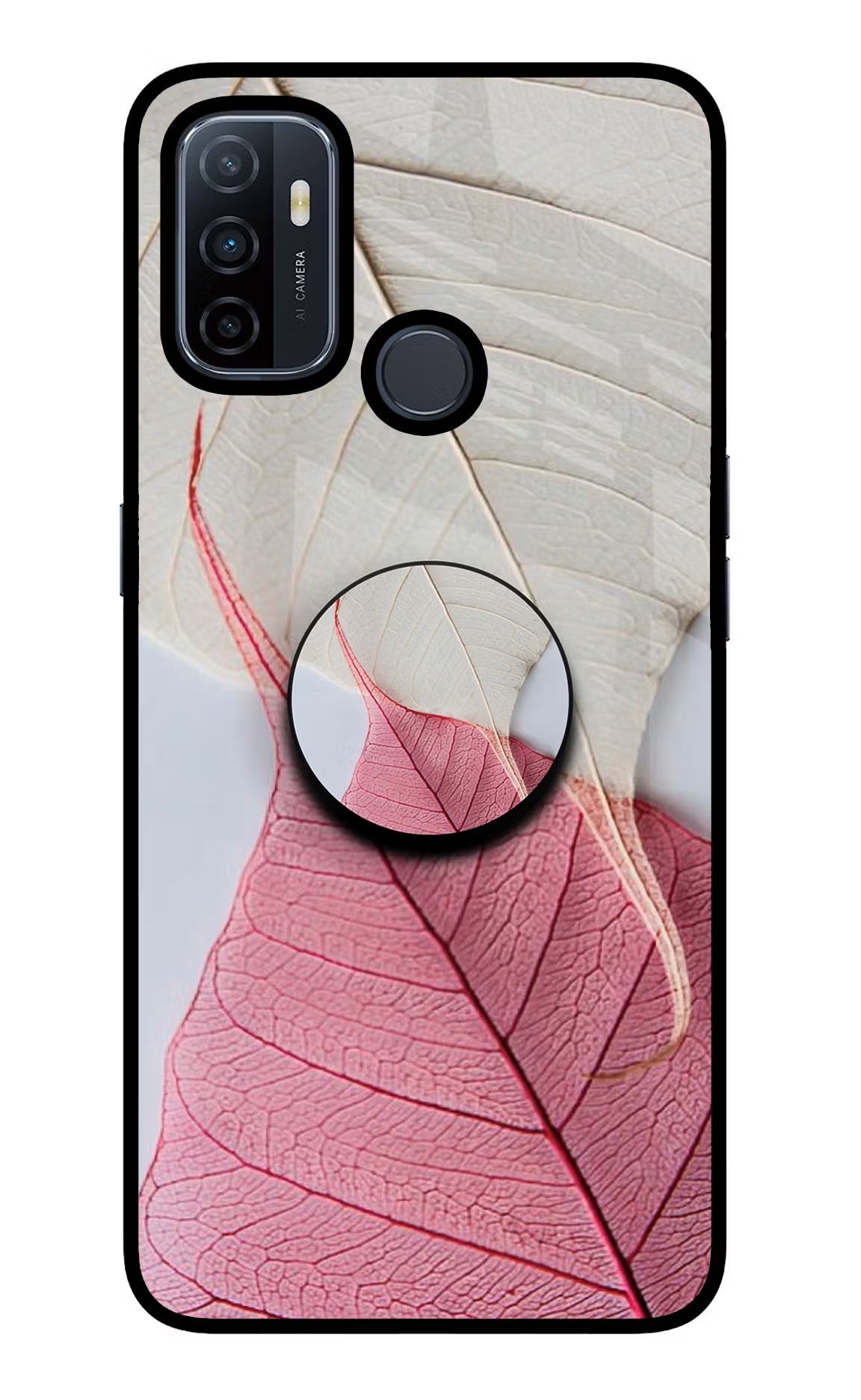 White Pink Leaf Oppo A53 2020 Pop Case by Casekaro